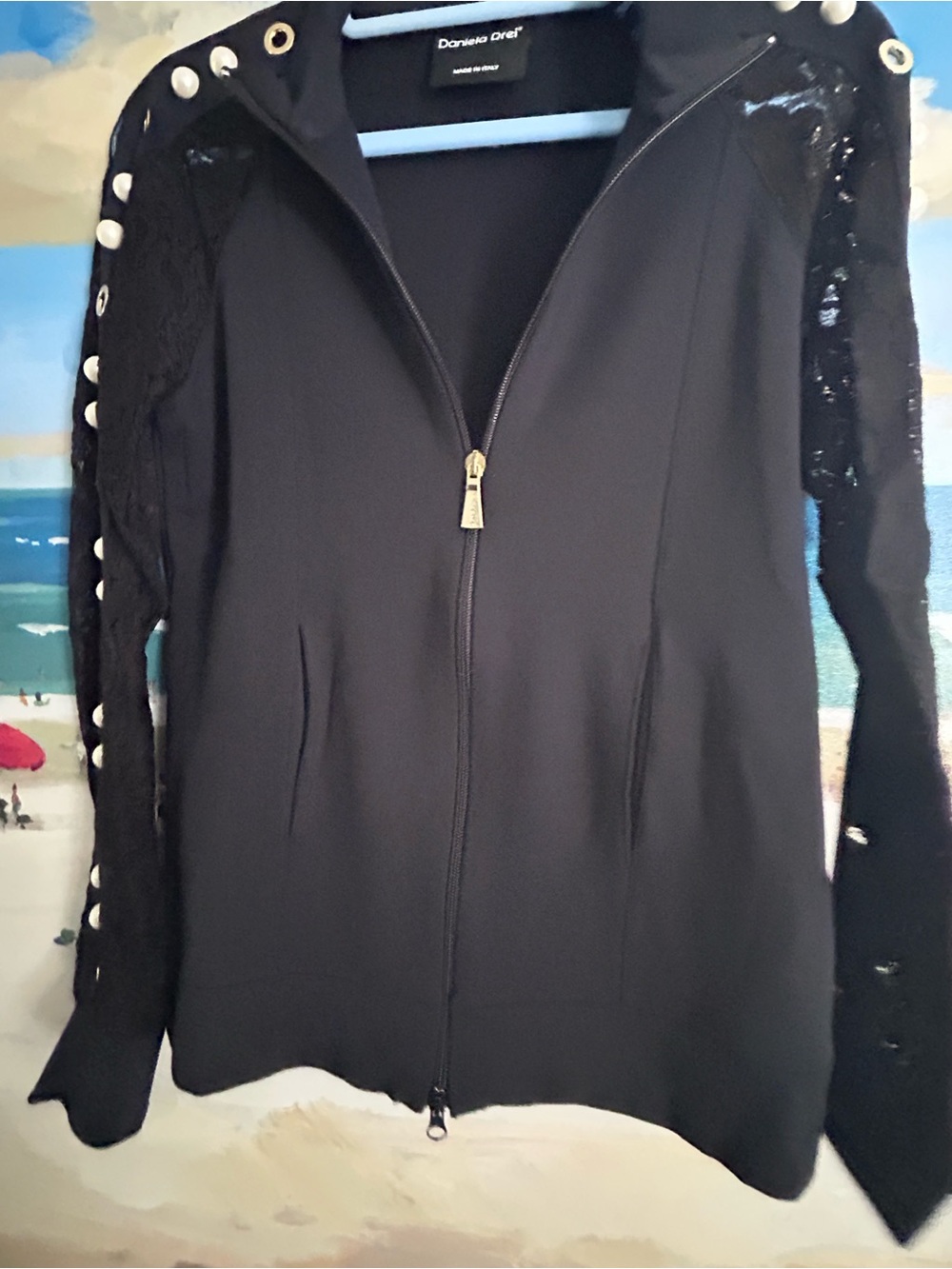 Daniel Drei Italian Black Zip-Front track Jacket